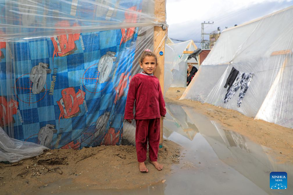 Palestinians Seen At Makeshift Camp In Southern Gaza Strip City Of 