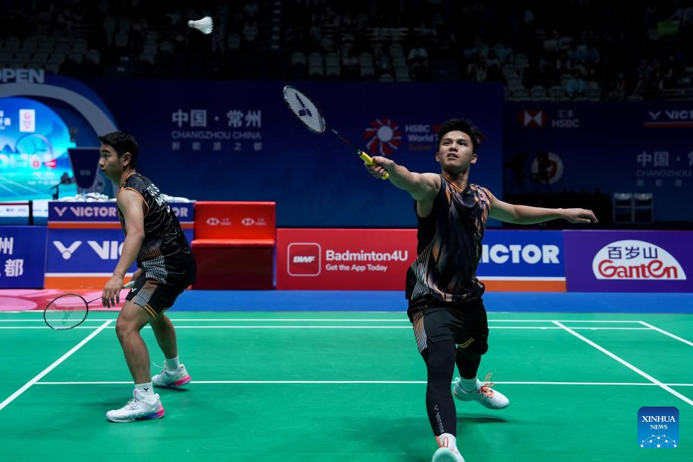 Men's doubles final match at China Open 2024 badminton tournamentXinhua